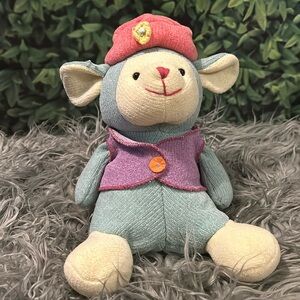 CHOSUM Vtg Blue Knit Lamb Pink Sweater & Hat Weighted Plastic Pellets GUC